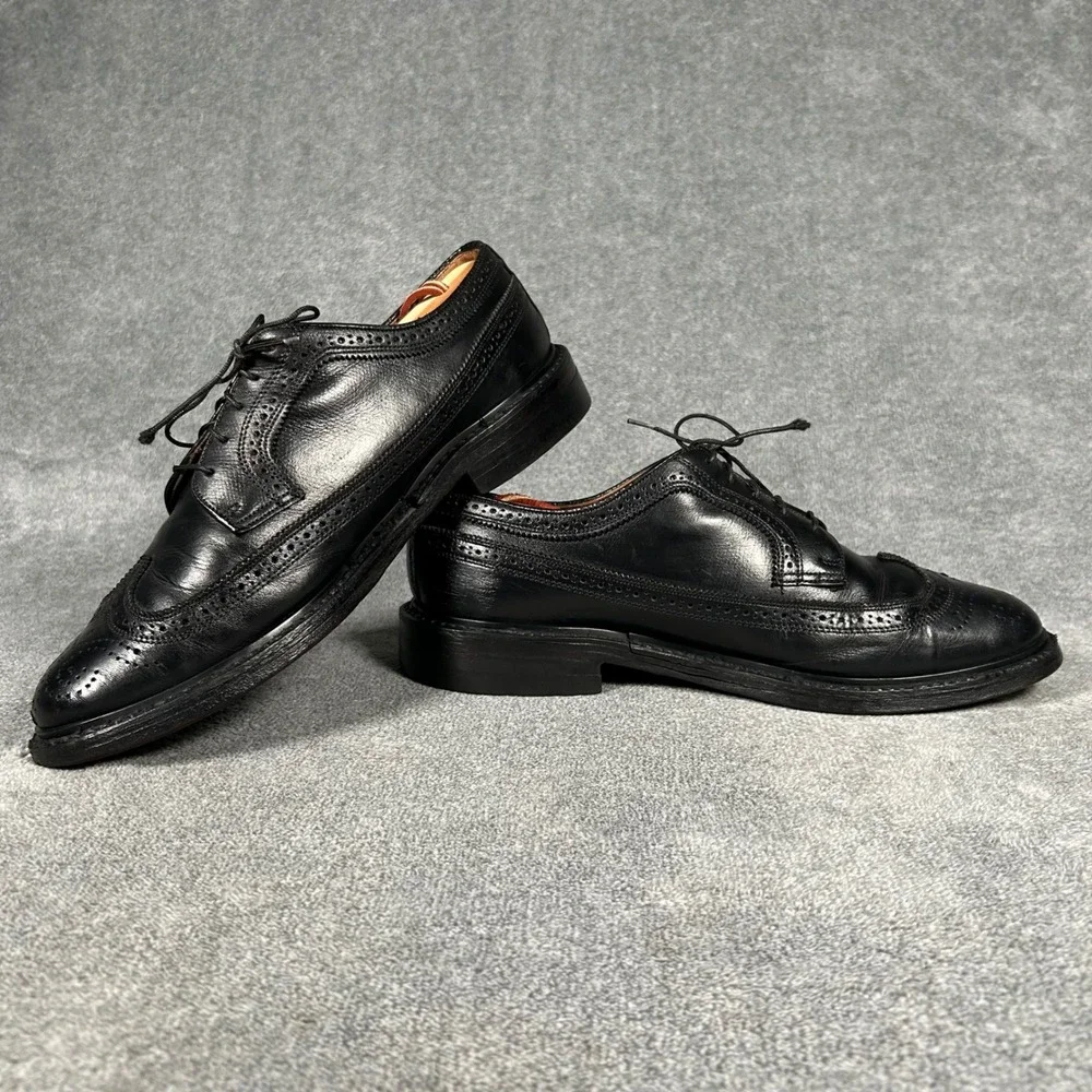 VTG Florsheim Imperial Sibley's Detroit Longwing Derby Black Shoes Men 9.5 D USA